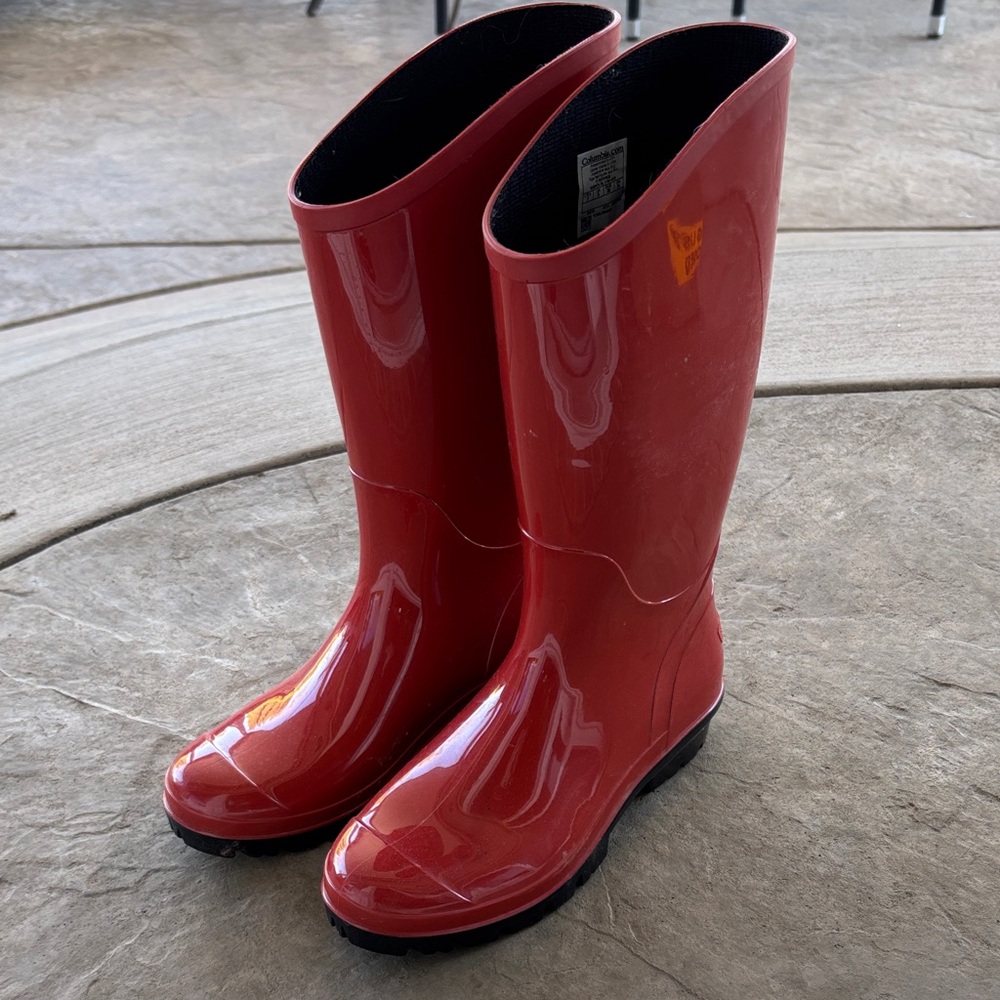 Columbia Rain boots Red Rainey shiny 7